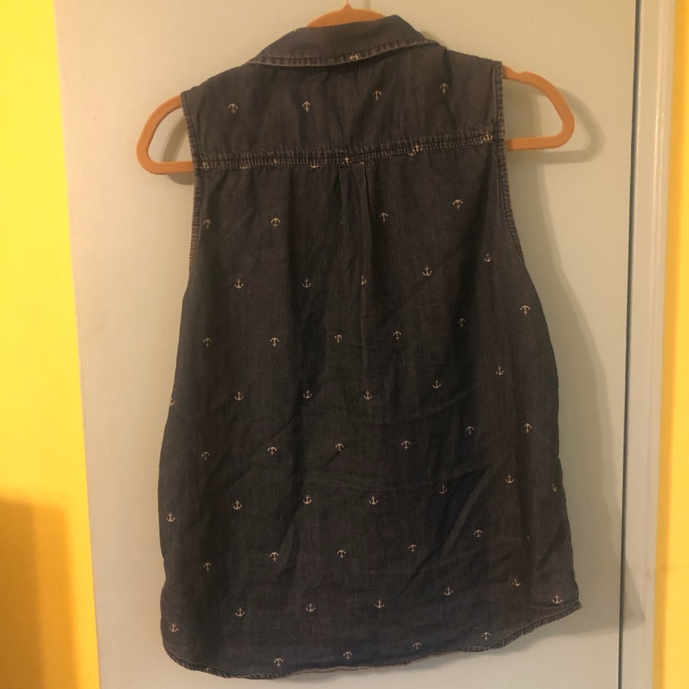 C&C California Anchor Button-Up Chambray Top - image 4